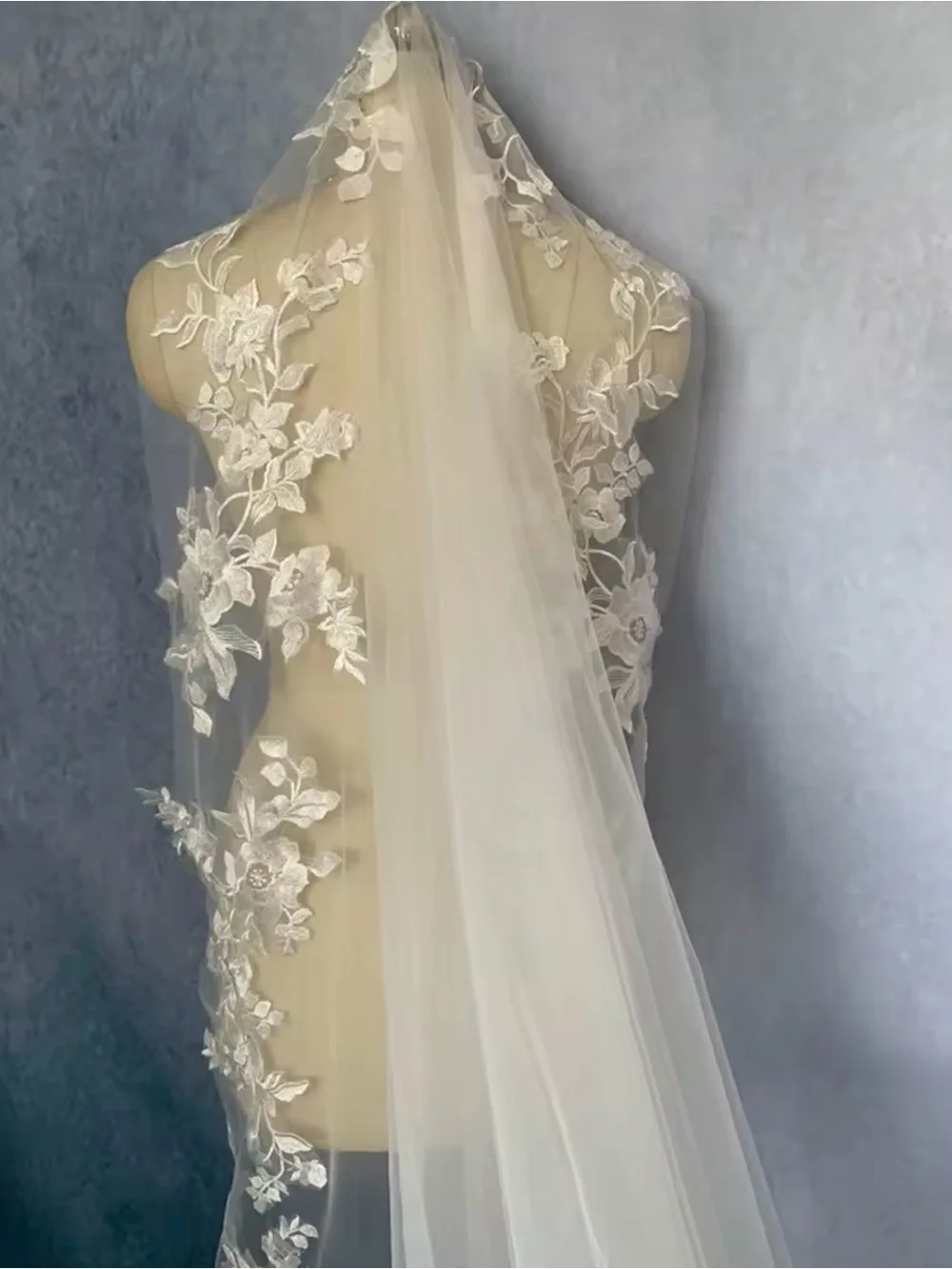 Dove & Olive White Lace Sheer-Illusion Fit-and-Flare Wedding Dress